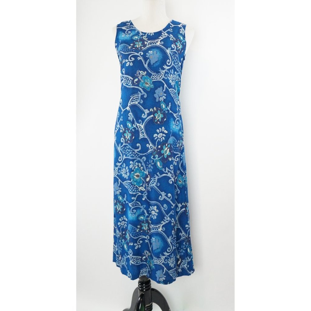 Blue Floral Maxi Dress, Adjustable ties